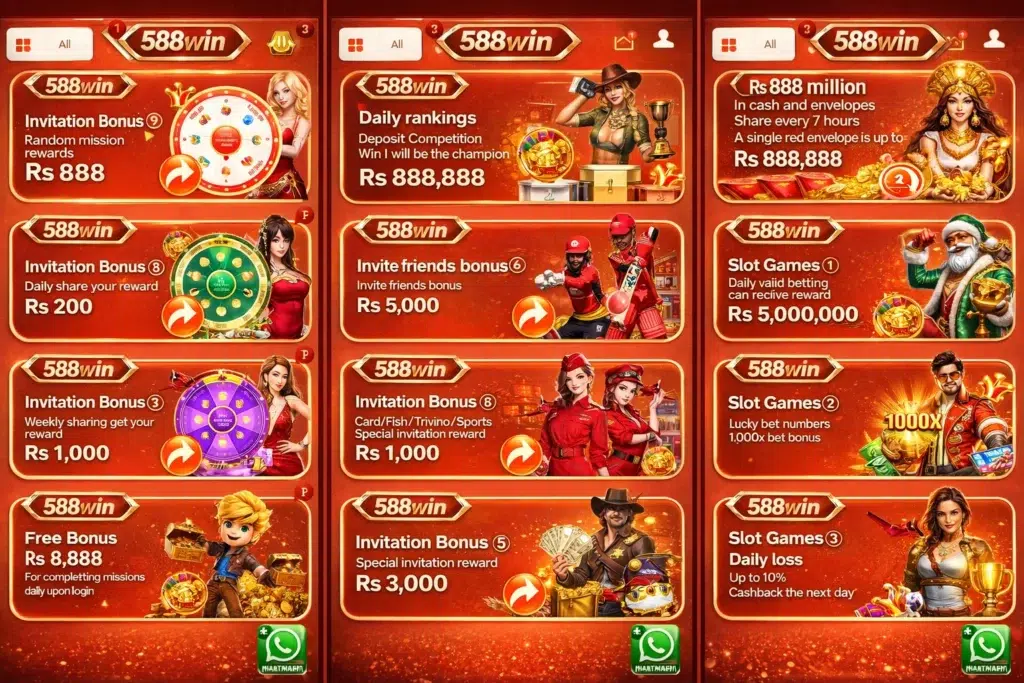 588 Win promotional section of game