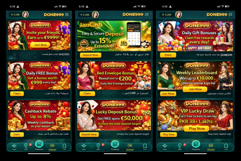 DONE999 Game promotional banners