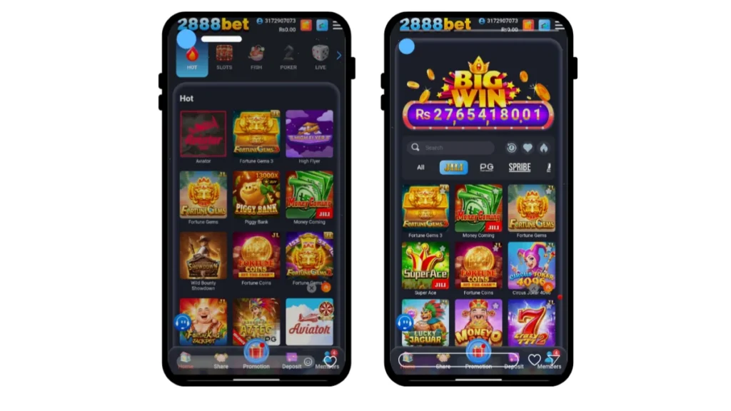 2888Bet Game internal interface of game