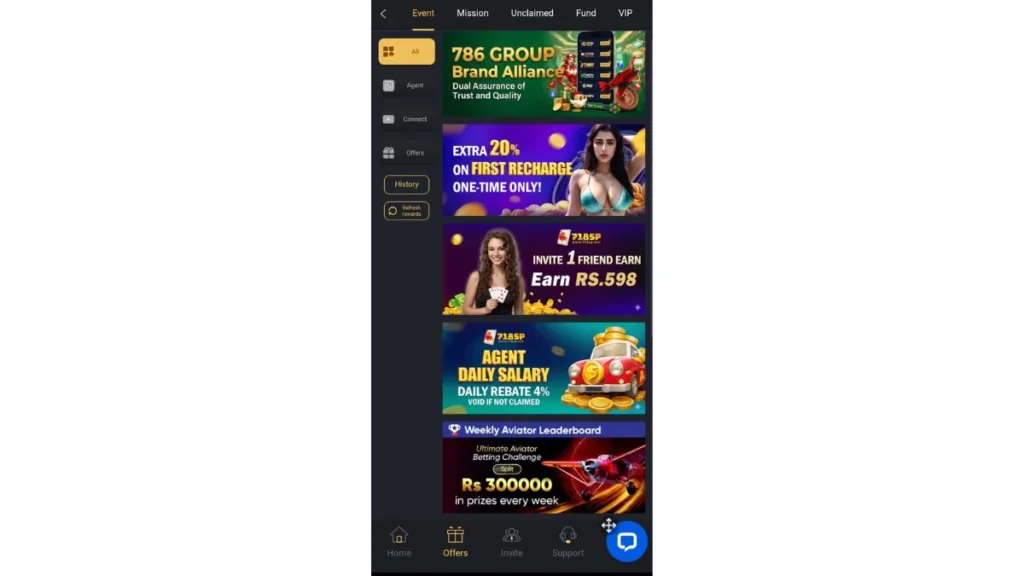 Game vip bonuses section
