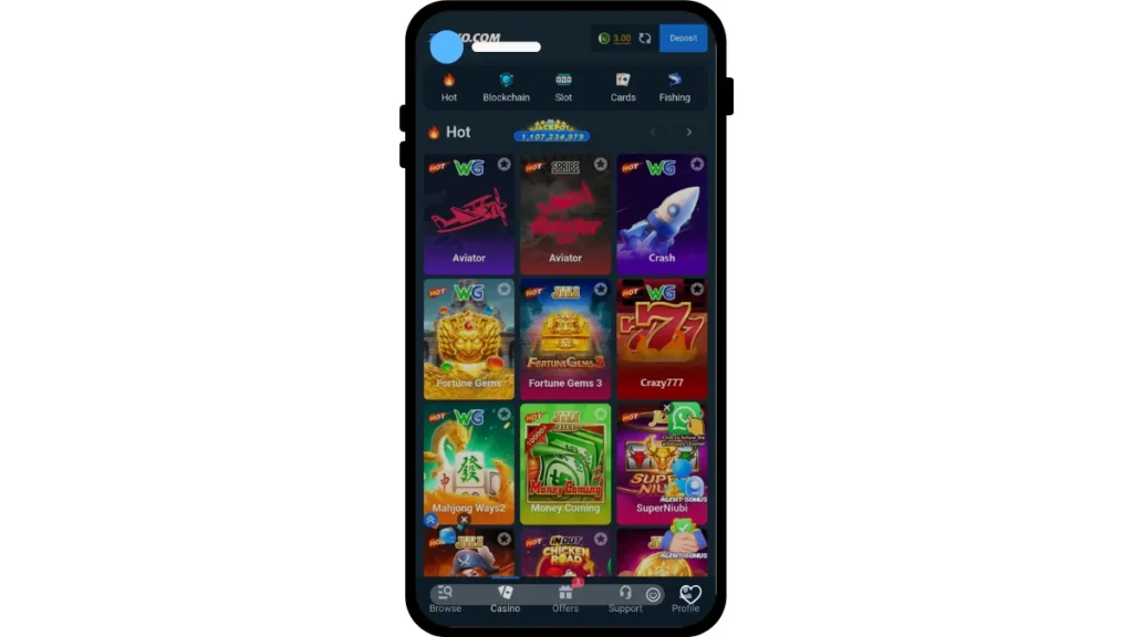 Game APK internal interface of game