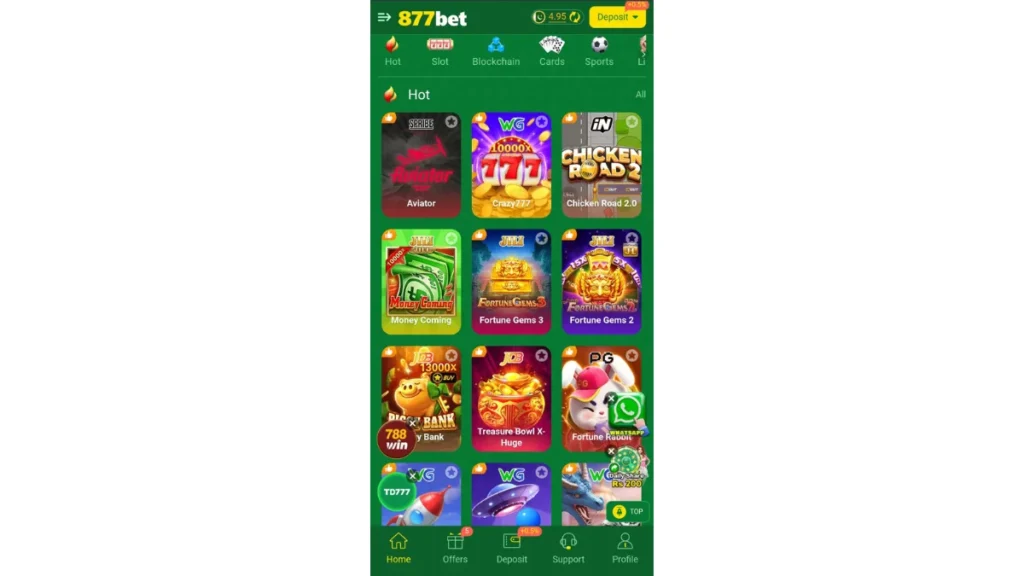 877bet game App internal interface of game