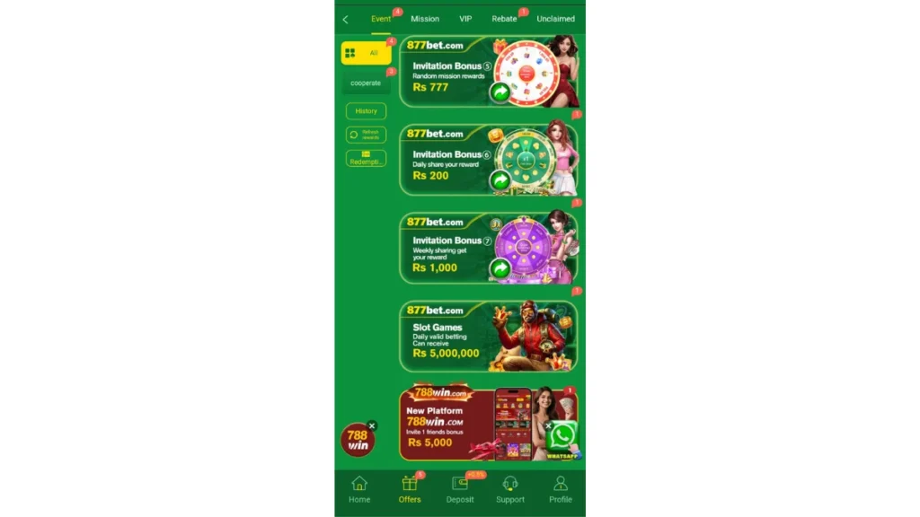 877bet game bonuses section